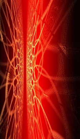 Abstract red waves and random circles, backgroundの写真素材