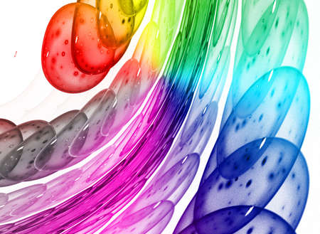 Abstract colorful waves and random circles, backgroundの写真素材
