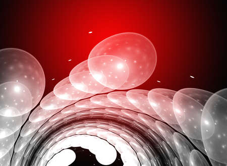 Abstract red waves and random circles, backgroundの写真素材