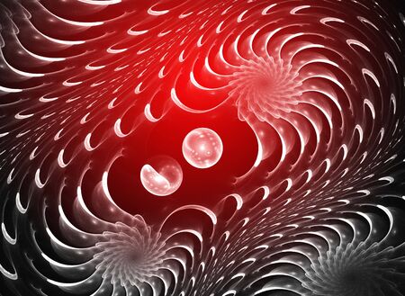 Abstract red waves and random circles, backgroundの写真素材