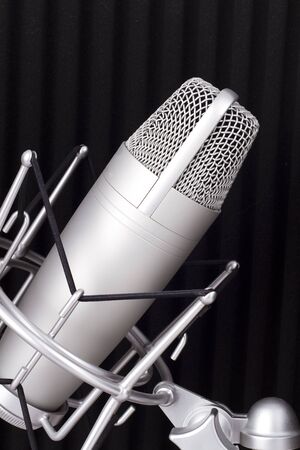 Professional studio microphone on white backgroundの写真素材