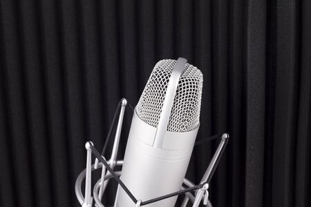 Professional studio microphone on white backgroundの写真素材