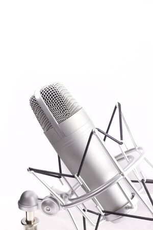 Professional studio microphone on white backgroundの写真素材
