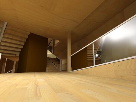 Conceptual architecture, indoor, wood room.の写真素材