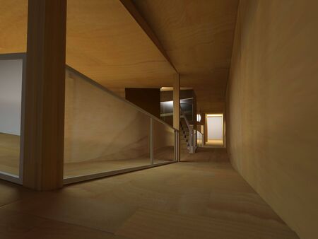 Conceptual architecture, indoor, wood room.の写真素材