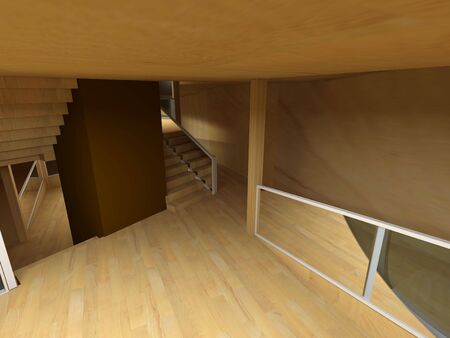 Conceptual architecture, indoor, wood room.の写真素材