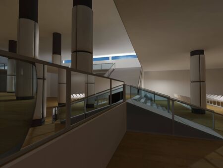 Hospital waiting room, conceptual architecture, clean space.の写真素材