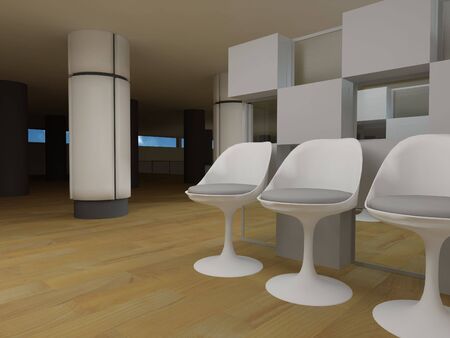 Hospital waiting room, conceptual architecture, clean space.の写真素材