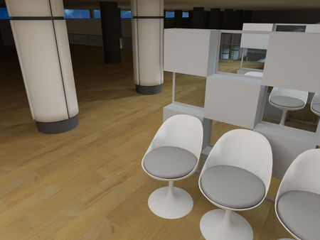 Hospital waiting room, conceptual architecture, clean space.の写真素材