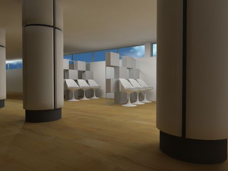 Hospital waiting room, conceptual architecture, clean space.の写真素材