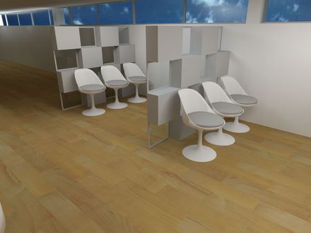 Hospital waiting room, conceptual architecture, clean space.の写真素材