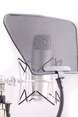 Professional studio microphone on white backgroundの写真素材