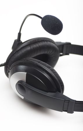 Headphones with details over white bakground.の写真素材
