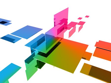 3d cubes with glossy light effectsの写真素材