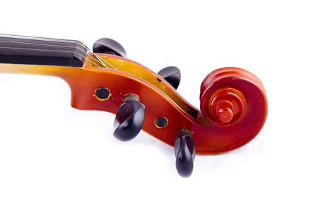 Vintage violin over white backgroundの写真素材