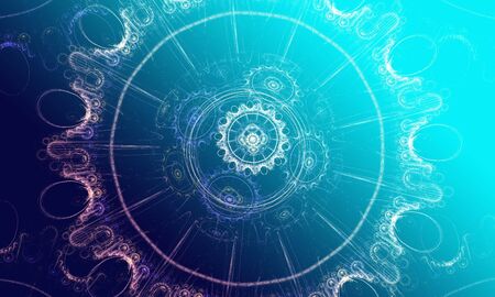 Beautiful abstract background design, blue waves with light effectsの写真素材