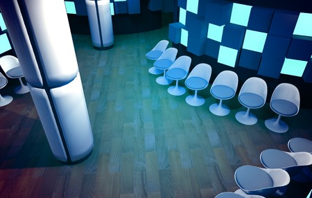 Hospital waiting room, conceptual architecture, clean space.の写真素材