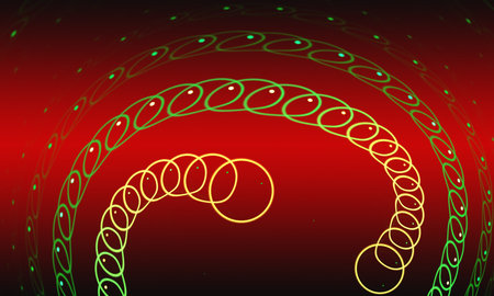 Abstract red waves and random circles, background