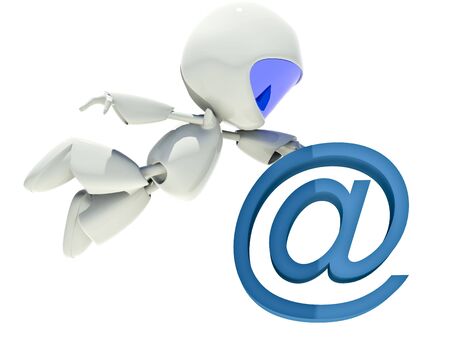 Fast communications concept, 3d character with web icon emailの写真素材