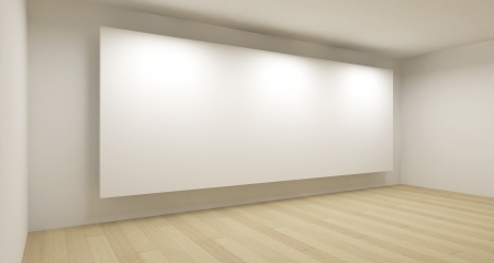 Empty school room with big white backdrop, 3d art concept, clean spaceの写真素材