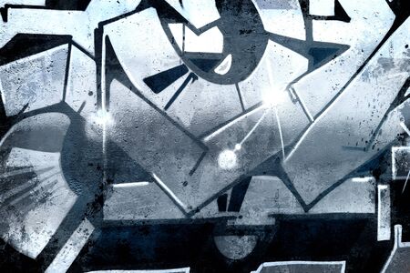 Forms over old dirty wall, urban hip hop background Gray texture painted with bright colorfulのeditorial素材
