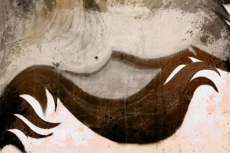 Graffiti over old dirty wall, urban hip hop background Gray texture painted with bright colorfulのeditorial素材