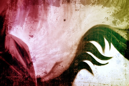 Graffiti over old dirty wall, urban hip hop background Gray texture painted with bright colorfulのeditorial素材