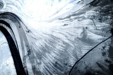Graffiti over old dirty wall, urban hip hop background Gray texture painted with bright colorfulのeditorial素材