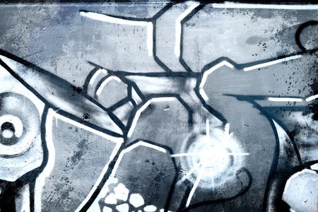 Graffiti over old dirty wall, urban hip hop background Gray texture painted with bright colorfulのeditorial素材