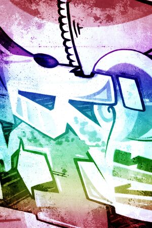 Graffiti over old dirty wall, urban hip hop background Gray texture painted with bright colorfulのeditorial素材