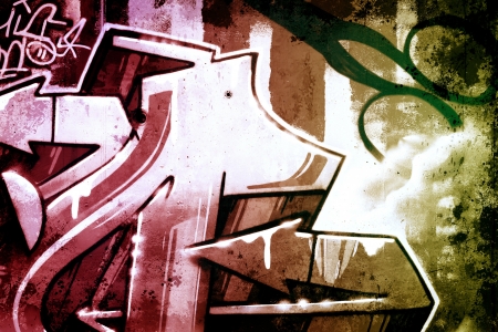 Graffiti over old dirty wall, urban hip hop background Gray texture painted with bright colorfulのeditorial素材