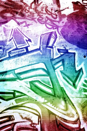 Rainbow background over old dirty wall, urban hip hop background Gray texture painted with bright colorfulのeditorial素材