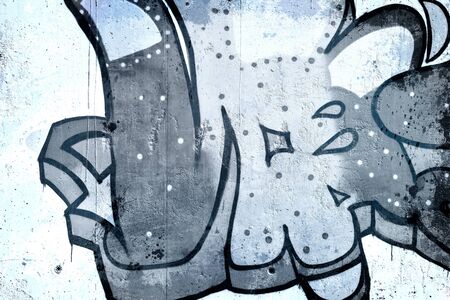 Graffiti over old dirty wall, urban hip hop background Gray texture painted with bright colorfulのeditorial素材