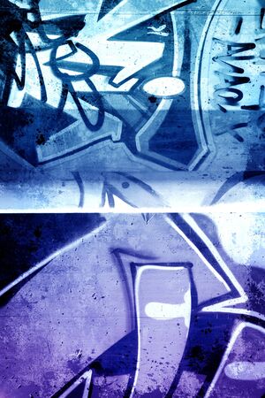 Graffiti over old dirty wall, urban hip hop background Gray texture painted with bright colorfulのeditorial素材
