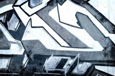 Graffiti over old dirty wall, urban hip hop background Gray texture painted with bright colorfulのeditorial素材