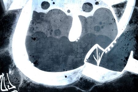 Graffiti over old dirty wall, urban hip hop background Gray texture painted with bright colorfulのeditorial素材