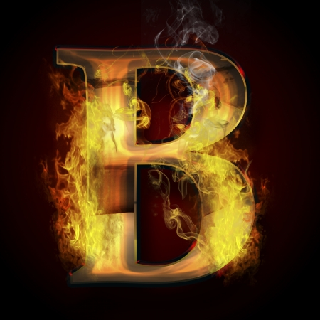 B, fire letter illustrationの写真素材