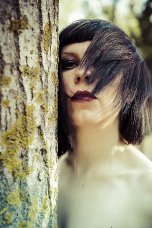 Forest nymph, brunette womanの写真素材