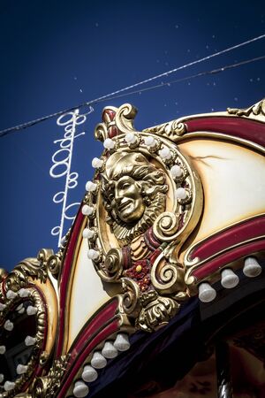 carousel horses, Image of the city of Madrid, its characteristic architectureの写真素材