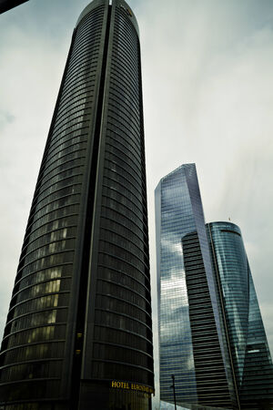 Crystal Tower, skyscraper of Madrid, placed in financial zone ,four modern skyscrapers (Cuatro Torres), Spainのeditorial素材
