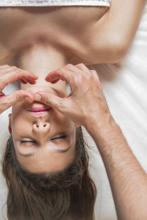 Clean.portrait of young beautiful woman in spa environmentの写真素材