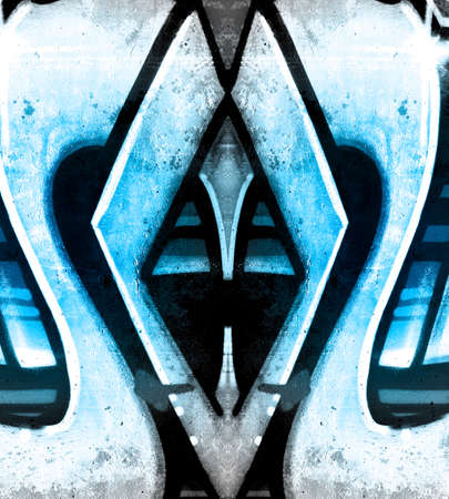 Street-art. Graffiti over old dirty wall, urban hip hop background Gray texture painted with bright colorfulの写真素材