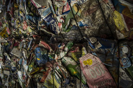 Recycle plant. Process of separation of garbage, plastics, cans, metals, organic waste recycle plant in spainのeditorial素材