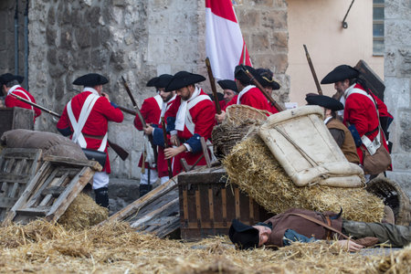 Assault city of Brihuega, during the re-enactment of the War of Succession. September 4, 2010 in...