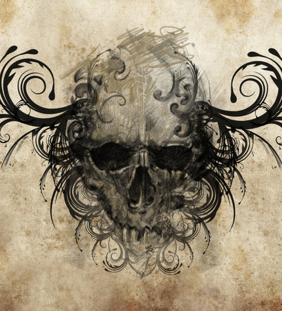 Sketch of tattoo art, handmade illustrationの写真素材