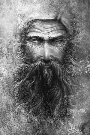 tattoo illustration, handmade draw over vintage paperの写真素材