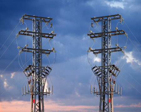Electricity pylons with high-voltage wires
