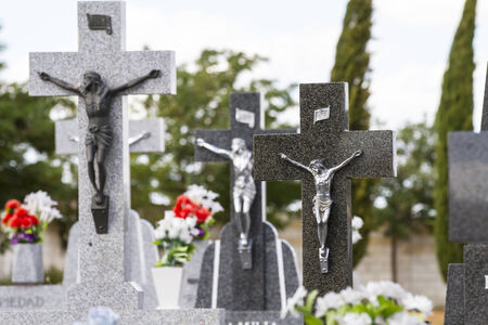 old cemetery with graves in Spanish holy placeのeditorial素材