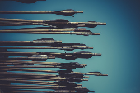 Medieval siege weapons, crossbows, onagers, catapults and battering ramsの写真素材