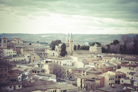 Toledo, imperial city. View from the wall, roof of houseのeditorial素材